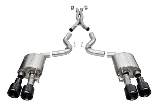 Corsa 20-22 Ford Mustang GT500 3.0in Dual Rear Exit Catback w/ Twin 5.0in Black Carbon Fiber Tips
